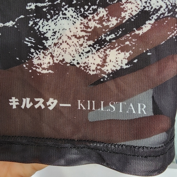 Killstar Fearless Mesh BF Tee Oversized Skull XS - Picture 5 of 6